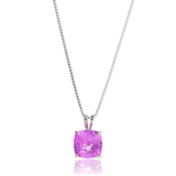 8mm Cushion Cut Birthstone Pendant Necklace in 925 Silver