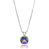 8mm Cushion Cut Birthstone Pendant Necklace in 925 Silver