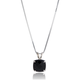 8mm Cushion Cut Birthstone Pendant Necklace in 925 Silver