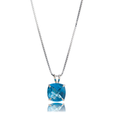 8mm Cushion Cut Birthstone Pendant Necklace in 925 Silver