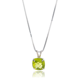 8mm Cushion Cut Birthstone Pendant Necklace in 925 Silver