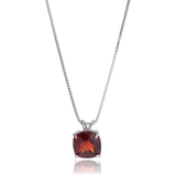 14K Gold 8mm Cushion Cut Birthstone Pendant Necklace