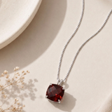 14K Gold 8mm Cushion Cut Birthstone Pendant Necklace