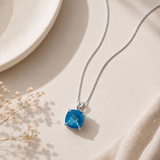 14K Gold 8mm Cushion Cut Birthstone Pendant Necklace