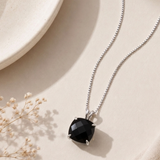 14K Gold 8mm Cushion Cut Birthstone Pendant Necklace