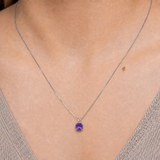 14K Gold 8mm Cushion Cut Birthstone Pendant Necklace