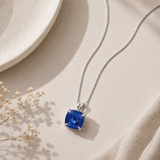 14K Gold 8mm Cushion Cut Birthstone Pendant Necklace