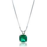 14K Gold 8mm Cushion Cut Birthstone Pendant Necklace