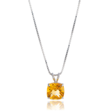 14K Gold 8mm Cushion Cut Birthstone Pendant Necklace