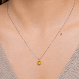 14K Gold 8mm Cushion Cut Birthstone Pendant Necklace