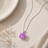 14K Gold 8mm Cushion Cut Birthstone Pendant Necklace