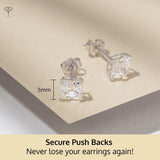 14K Gold Princess Cut Earrings embellished with Swarovski® Zirconia