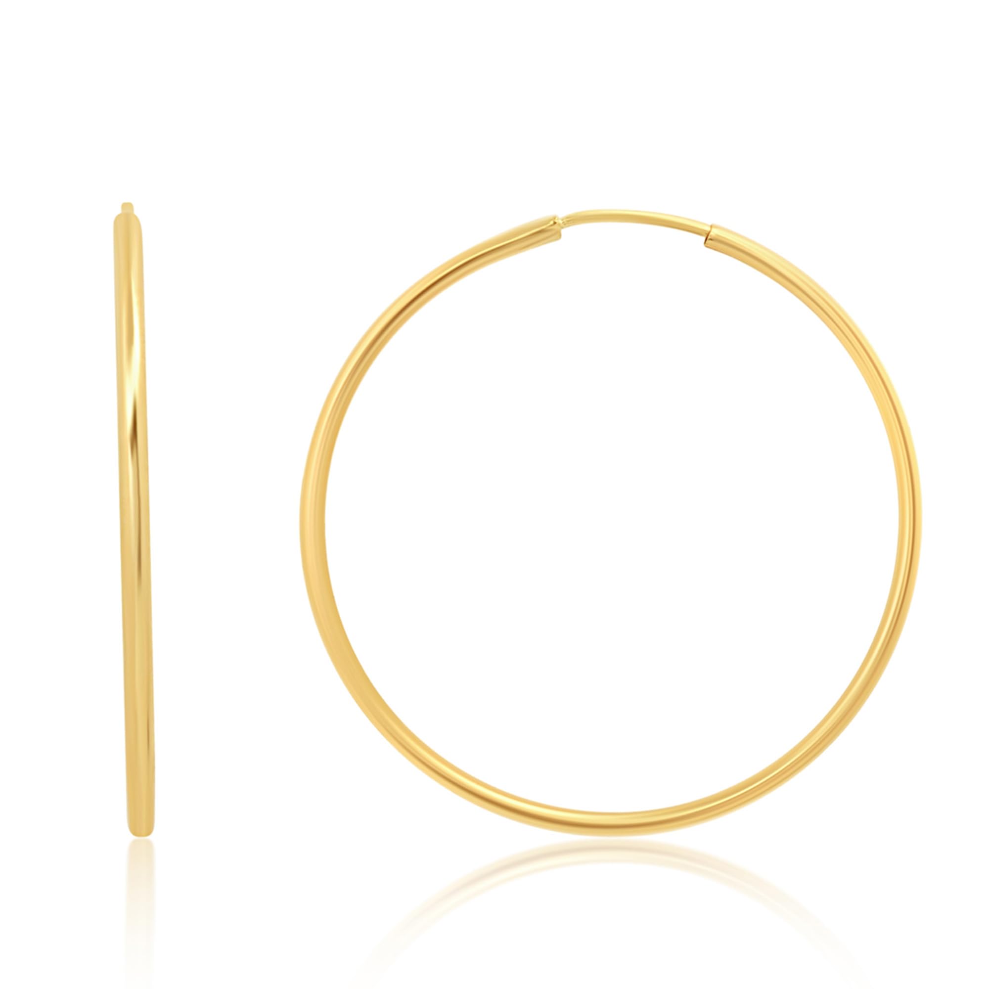 1MM Tube Endless Hoops in 14K Yellow Gold