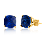 14K Gold 8mm Cushion Cut Gemstone Stud Earrings