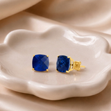 14K Gold 8mm Cushion Cut Gemstone Stud Earrings