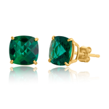 14K Gold 8mm Cushion Cut Gemstone Stud Earrings