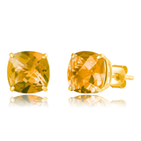 14K Gold 8mm Cushion Cut Gemstone Stud Earrings