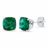 6mm Cushion Cut Gemstone Earrings in 925 Silver