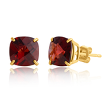 14K Gold 8mm Cushion Cut Gemstone Stud Earrings