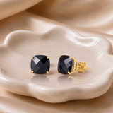 14K Gold 8mm Cushion Cut Gemstone Stud Earrings