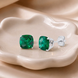 8mm Cushion Cut Gemstone Earrings in 925 Silver