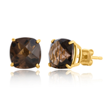 14K Gold 8mm Cushion Cut Gemstone Stud Earrings