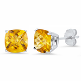 6mm Cushion Cut Gemstone Earrings in 925 Silver