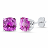 14K Gold 8mm Cushion Cut Gemstone Stud Earrings