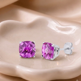 8mm Cushion Cut Gemstone Earrings in 925 Silver