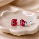 8mm Cushion Cut Gemstone Earrings in 925 Silver