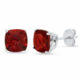 6mm Cushion Cut Gemstone Earrings in 925 Silver