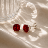 8mm Cushion Cut Gemstone Earrings in 925 Silver