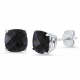 6mm Cushion Cut Gemstone Earrings in 925 Silver