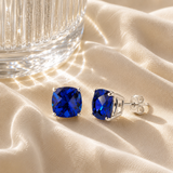 8mm Cushion Cut Gemstone Earrings in 925 Silver