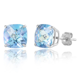 14K Gold 8mm Cushion Cut Gemstone Stud Earrings