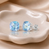 14K Gold 8mm Cushion Cut Gemstone Stud Earrings