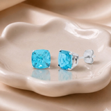 8mm Cushion Cut Gemstone Earrings in 925 Silver