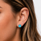 8mm Cushion Cut Gemstone Earrings in 925 Silver