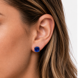 8mm Cushion Cut Gemstone Earrings in 925 Silver