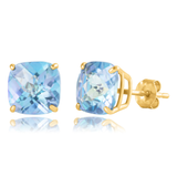 14K Gold 8mm Cushion Cut Gemstone Stud Earrings