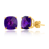 14K Gold 8mm Cushion Cut Gemstone Stud Earrings