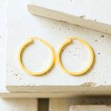 Classic Square Tubed Hoop Earrings in 14K gold