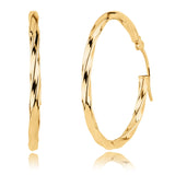 Knurled Solid 10k Gold Hoop Earrings