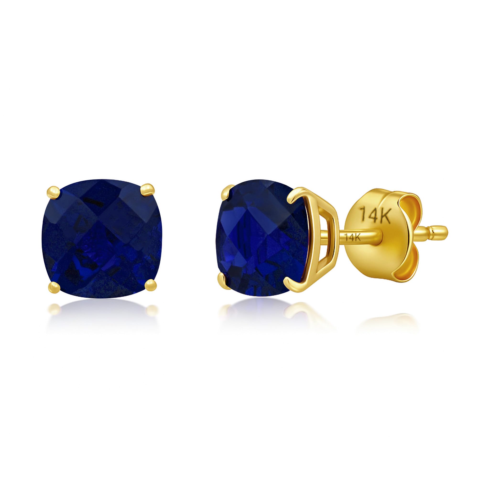 Cushion-Cut Solitaire Gemstone Studs in 14k Gold