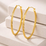 Oval Sectioned Diamond Cut and Satin Finish Hoops in 14K Gold
