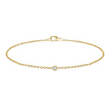 Golden Dew Solitaire Lab Diamond Bezel Necklace in 10k Gold