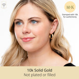 Knurled Solid 10k Gold Hoop Earrings