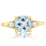 Cushion Cut Three Stone Ring in 10K Gold