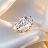 4.5 Carat Three Stone Princess Cut Cubic Zirconia Ring in 10K Gold