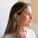 Blossom Freshwater Pearl & Diamond Studs in Silver